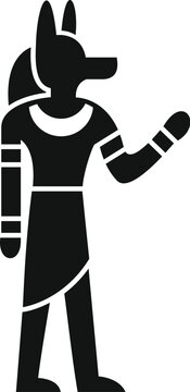 recommend clip art: Black silhouette of anubis raising one hand, ancient egyptian god of death with jackal head