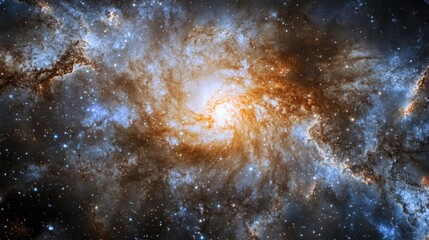 Obraz premium A breathtaking panorama of a galaxy with swirling arms and bright star clusters, capturing the vastness of the universe.