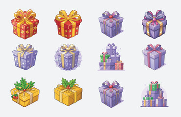 Christmas Gift Box set vector illustration 
