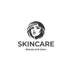 Black and white style beauty skincare logo design vector, skincare logo vector illustration isolated on a white background