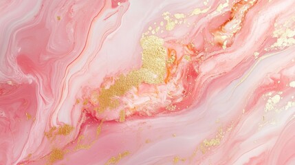 Fototapeta premium A fluid art piece featuring soft pinks and gold accents, with organic swirls that create a natural and elegant look.