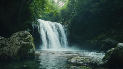 Fototapeta premium Waterfall in Lush Forest