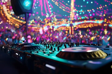 DJ Mixer at a Vibrant Night Festival