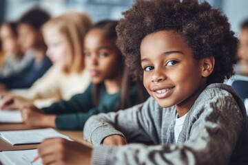 Smiling Girl in Classroom