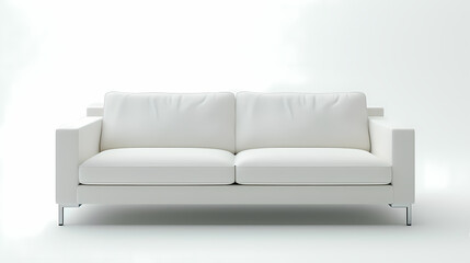 Fototapeta premium An isolated leather sofa with cushions on a white background, suitable for comfortable seating in a modern home
