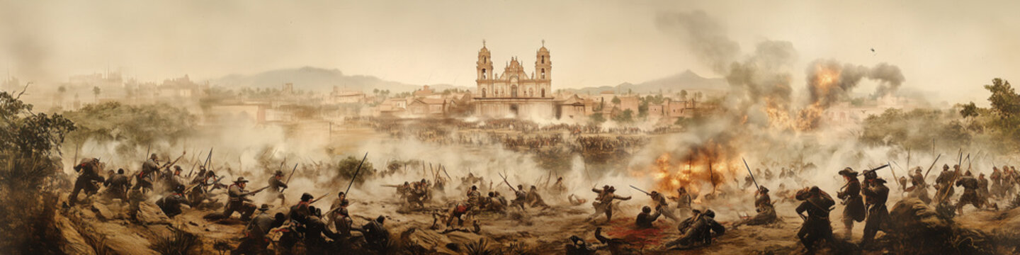 representation of a battle of the independence of mexico