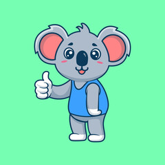 Cute Koala Thumbs Up With Cartoon Icon Illustration