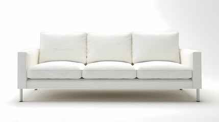 An isolated leather sofa with cushions on a white background, suitable for comfortable seating in a modern home