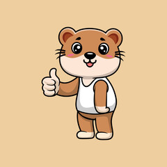 Cute Otter Thumbs Up With Cartoon Icon Illustration