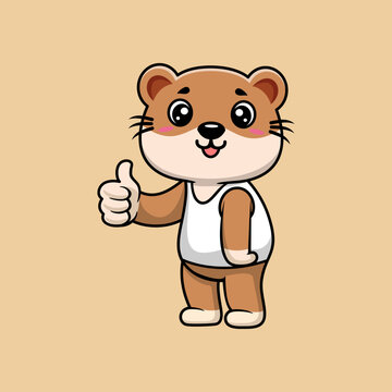cute cartoon otter thumbs up clip art preview