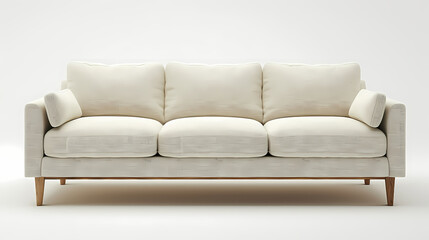 Fototapeta premium An isolated leather sofa with cushions on a white background, suitable for comfortable seating in a modern home