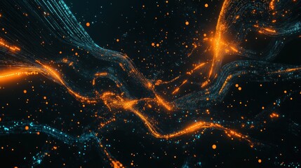 Abstract Digital Art with Orange and Blue Lights