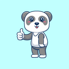 Cute Panda Thumbs Up With Cartoon Icon Illustration