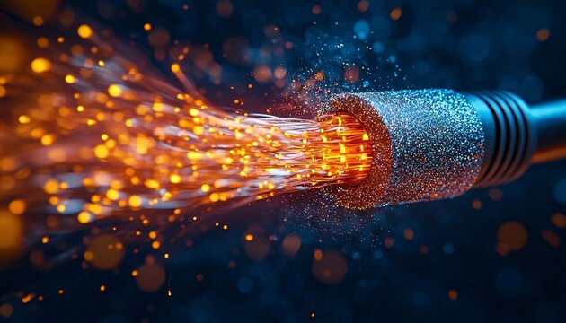 Frayed Internet Cable Wires Spilling Out - Detailed Texture of Twisted Cut Cables