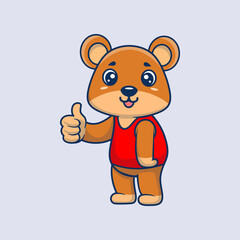 Cute Teddy Bear Thumbs Up With Cartoon Icon Illustration