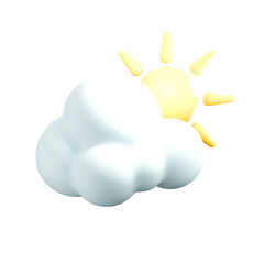 3d icon render sun and clouds
