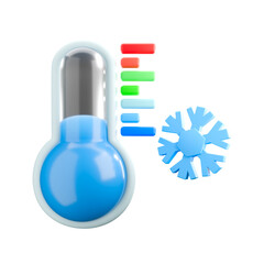 3d icon render cold temperature thermometer 