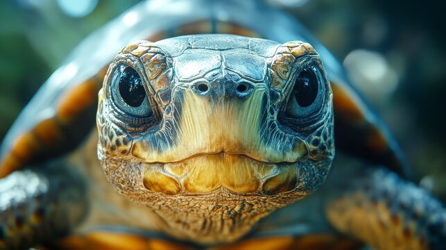 Close up Portrait of a Turtle s Face