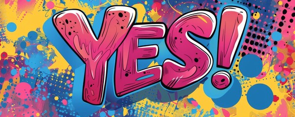 Eye-catching pop art background with "YES!" inside. Comic book style, Dynamic visuals, Vibrant vector