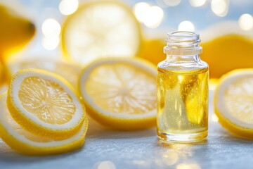 Lemon Essential Oil with Sliced Lemons