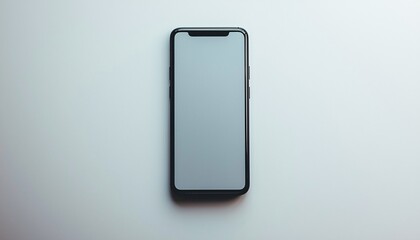Sleek Black Smartphone on Clean White Surface for Modern Technology Concept