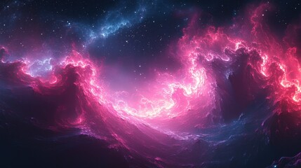 Obraz premium Abstract neon fractal wallpaper with space - Generative Ai
