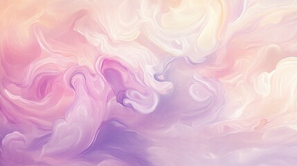 Obraz premium A soft and colorful texture paint background with swirling patterns in light pink, lavender, and cream, resembling a gentle abstract sky.