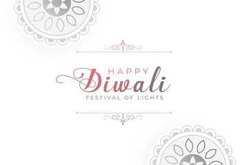 elegant happy diwali greeting white background for social media post