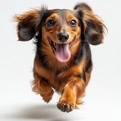 Happy Dachshund Running Towards Camera