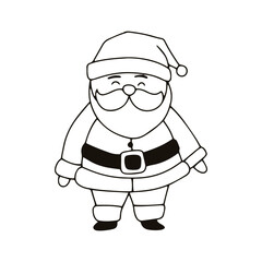 hand drawing line black color santa claus character cartoon