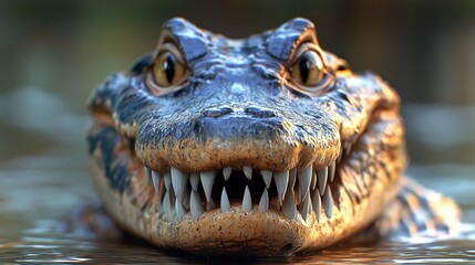 Obraz premium Close Up of a Crocodile s Teeth and Eyes in Water