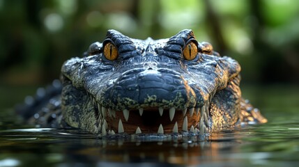 Obraz premium Close Up of Alligator with Open Mouth in Water