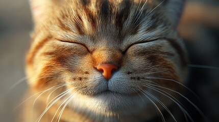 Close Up of a Cat s Face with Eyes Closed