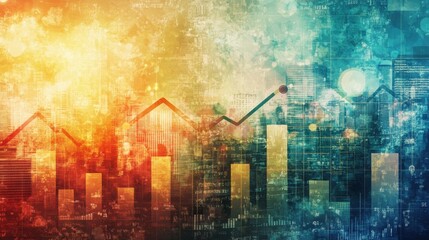 A captivating finance-themed backdrop showcasing a mix of statistics, candlesticks, and an uptrend arrow. The vivid colors emphasize growth and opportunity in the financial landscape.