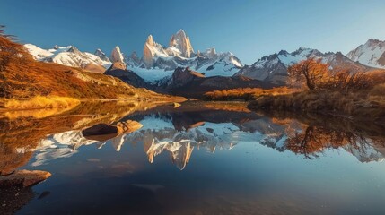 Fototapeta premium Majestic Mountain Reflection in a Still Lake