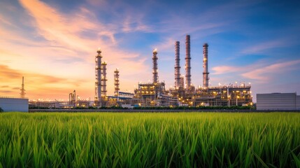 Fototapeta premium Industrial Complex at Sunset