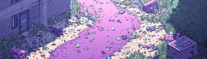 Isometric 3D Illustration of a Tranquil Street Scene