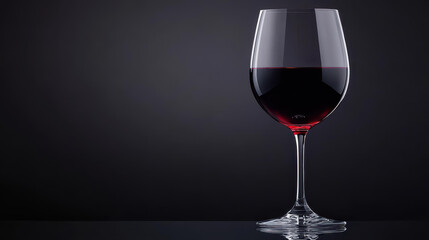 A stunning red wine glass shines on a glossy surface, creating an elegant and inviting atmosphere. Perfect for wine lovers