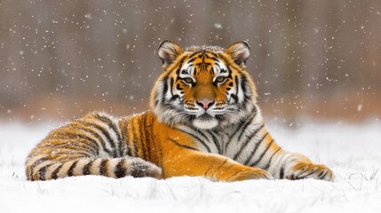 Obraz premium Siberian Tiger in Snowy Landscape Art Style
