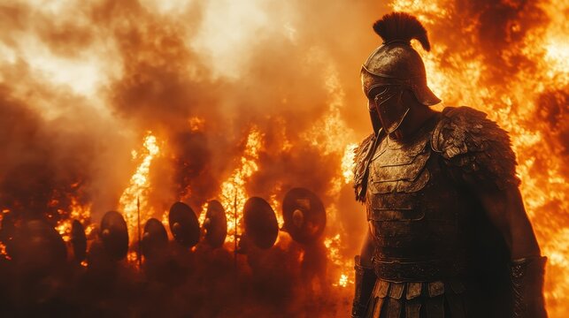 Ares, God of war, cinematic war scene. Generative AI