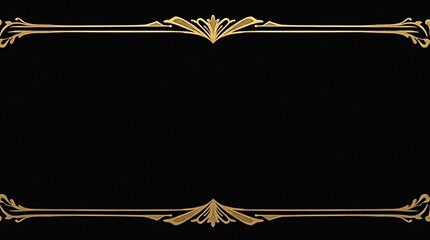 Elegant gold art deco decorative border on black background