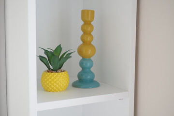 Colorful Home Dcor Modern Candlestick and Pineapple Plant