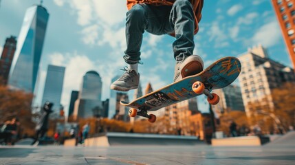 Skateboarder in Air Performing Trick