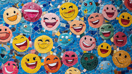 A vibrant mosaic of colorful emojis showcasing diverse emotions and expressions, symbolizing joy, unity, and creativity.