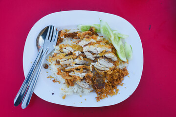Hainanese Chicken Rice with Fried Chicken or Steamed Chicken Rice with Fried Chicken
