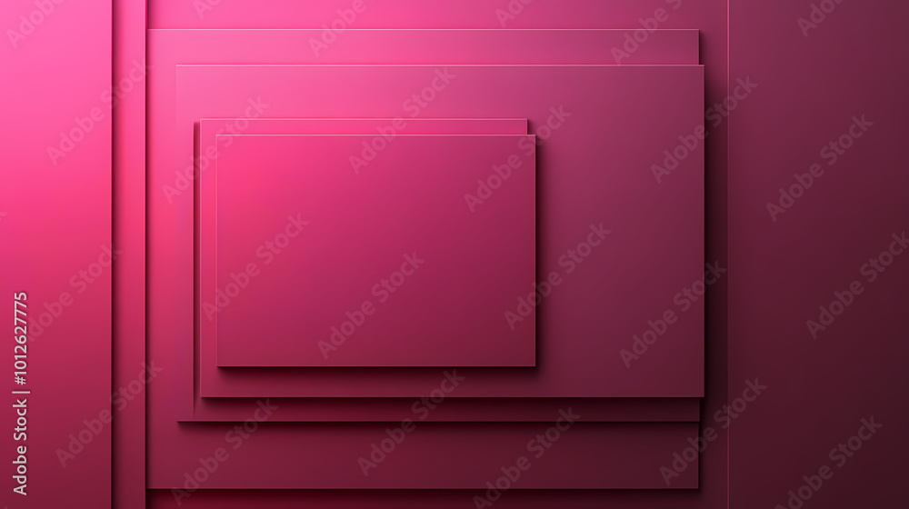 Wall mural maroon gradient background with embossed rectangle. minimalist surface with raised 3d shape. 3d rend