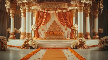 Fototapeta premium The decoration and interiors of the hindu wedding mandap