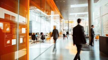 Fototapeta premium Businesspeople Walking in Modern Office Lobby