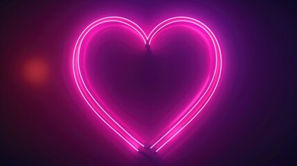 Pink Neon Heart on a Purple Background