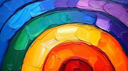 Vibrant Textured Rainbow with Circular Brush Strokes